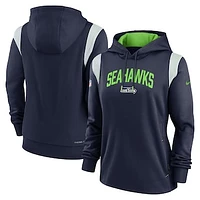 Women's Nike Navy Seattle Seahawks Sideline Stack Performance Pullover Hoodie