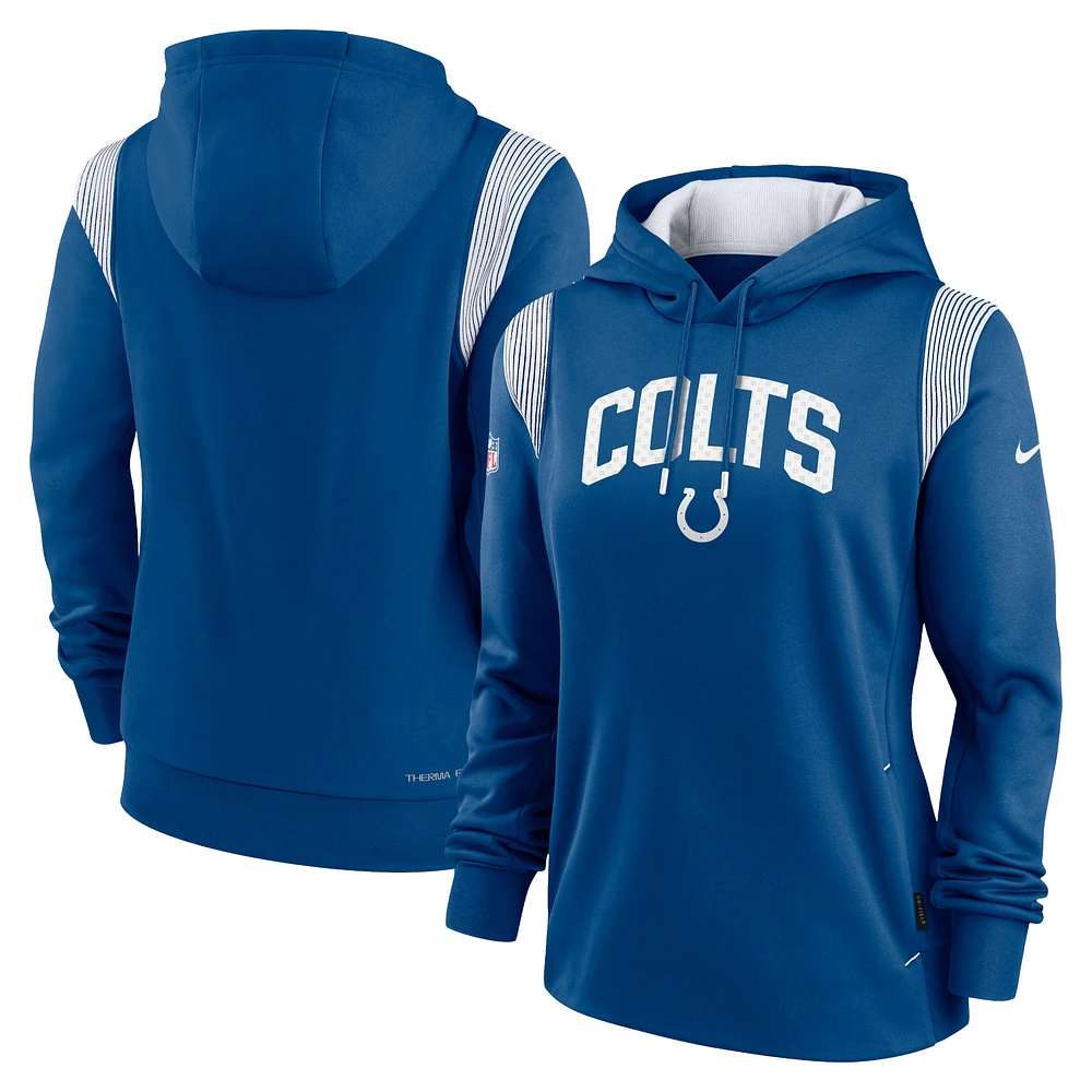 Women's Nike Royal Indianapolis Colts Sideline Stack Performance Pullover Hoodie