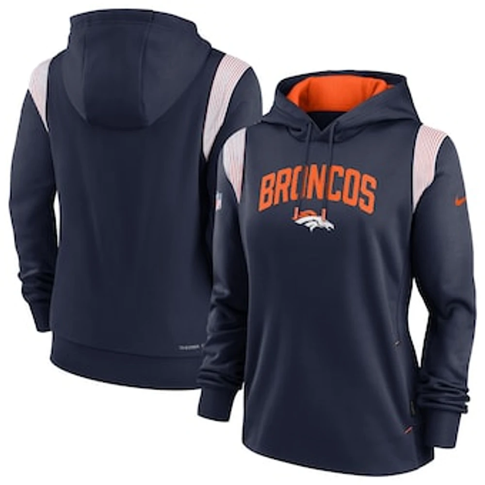 Women's Nike Navy Denver Broncos Sideline Stack Performance Pullover Hoodie