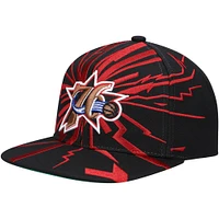 Men's Mitchell & Ness Black Philadelphia 76ers Hardwood Classics Earthquake Snapback Hat