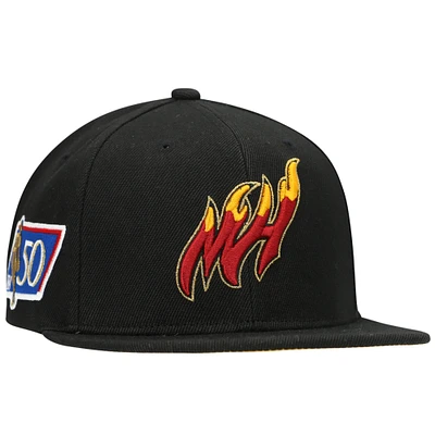 Men's Mitchell & Ness Black Miami Heat 50th Anniversary Snapback Hat