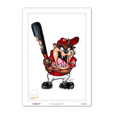 Tasmanian Devil Cincinnati Reds 24'' x 36'' Looney Tunes Fine Art Print
