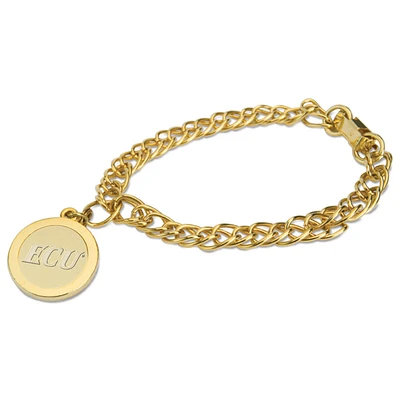 Women's Gold ECU Pirates Charm Bracelet