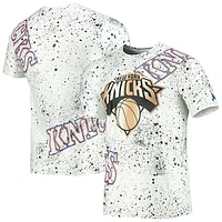 Men's FISLL White New York Knicks Gold Foil Splatter Print T-Shirt