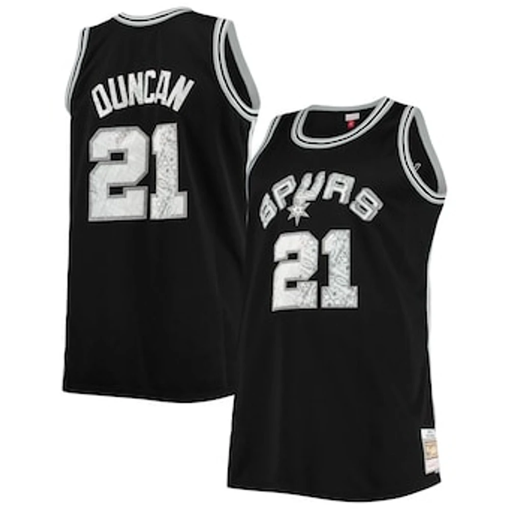 Men's Mitchell & Ness Tim Duncan Black San Antonio Spurs Big Tall 1998/99 NBA 75th Anniversary Diamond Swingman Jersey