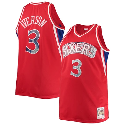 Men's Mitchell & Ness Allen Iverson Red Philadelphia 76ers Big Tall 1996/97 NBA 75th Anniversary Diamond Swingman Jersey