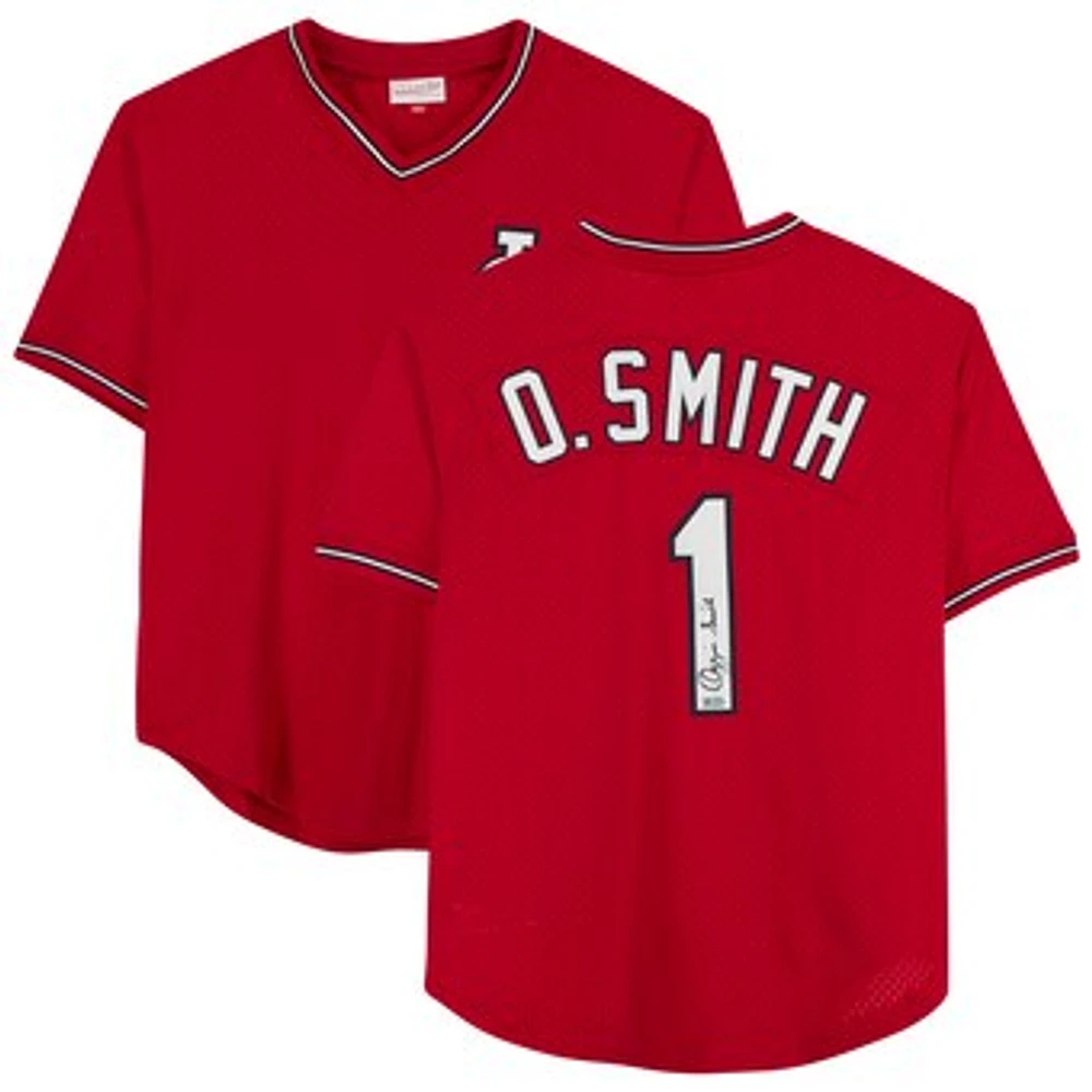 Ozzie Smith St. Louis Cardinals Autographed Red Mitchell & Ness Authentic Jersey