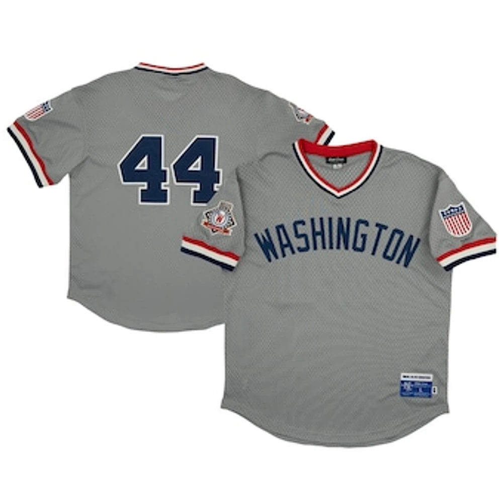 Men's Rings & Crwns #44 Gray Washington Black Senators Mesh Replica V-Neck Jersey