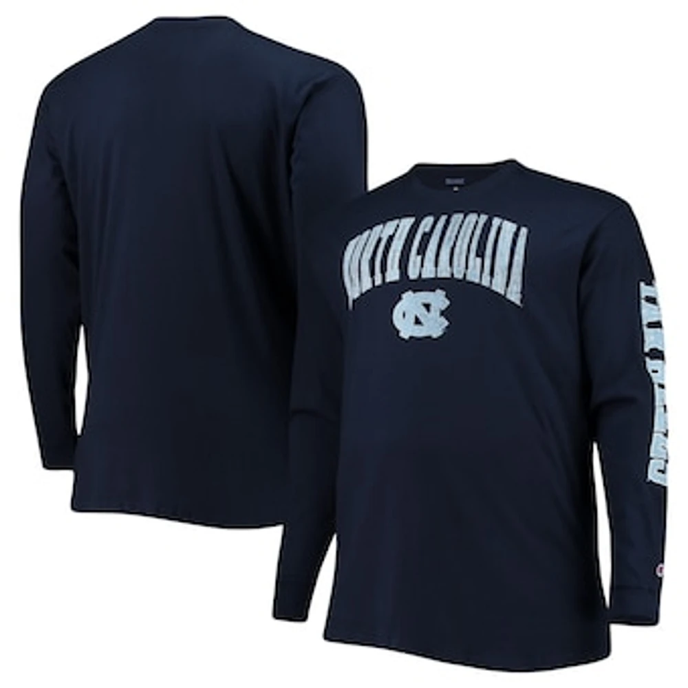 Men's Champion Navy North Carolina Tar Heels Big & Tall 2-Hit Long Sleeve T-Shirt