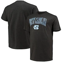 Men's Champion Heathered Charcoal North Carolina Tar Heels Big & Tall Arch Over Wordmark T-Shirt