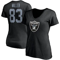 Women's Fanatics Darren Waller Black Las Vegas Raiders Player Icon Name & Number V-Neck T-Shirt