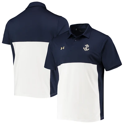 Men's Under Armour Navy/White Navy Midshipmen 2022 Blocked Coaches Performance Polo