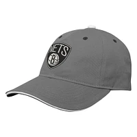 Youth Gray Brooklyn Nets Fashion Logo Slouch - Adjustable Hat