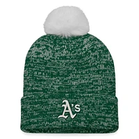 Women's Fanatics Green/White Athletics Iconic Cuffed Knit Hat with Pom