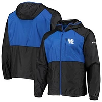 Men's Columbia Black/Royal Kentucky Wildcats Flash Forward Hoodie Full-Zip Lightweight Windbreaker