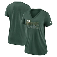 Women's Nike Heathered Green Green Bay Packers Lock Up Tri-Blend V-Neck T-Shirt