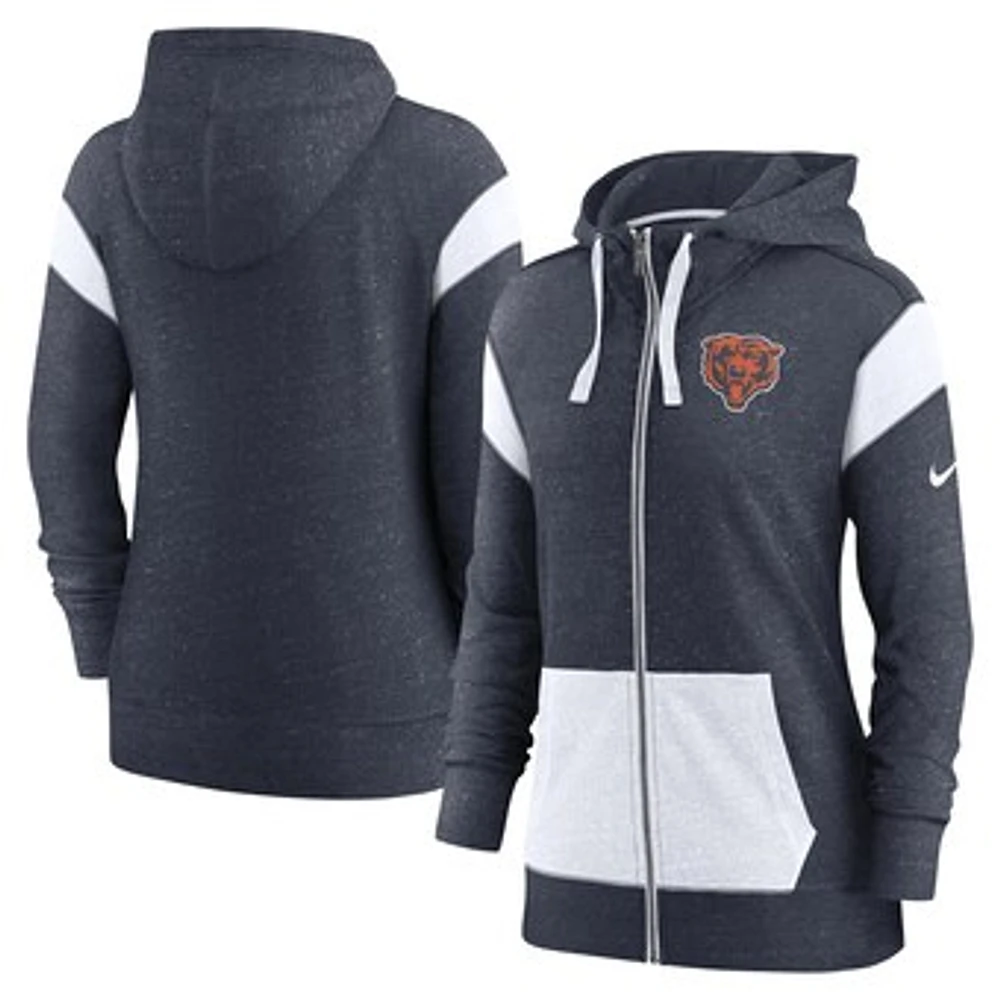 Women's Nike Navy/White Chicago Bears Monaco Lightweight Full-Zip Hoodie