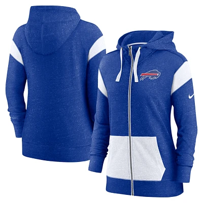 Women's Nike Heather Royal/White Buffalo Bills Monaco Lightweight Full-Zip Hoodie