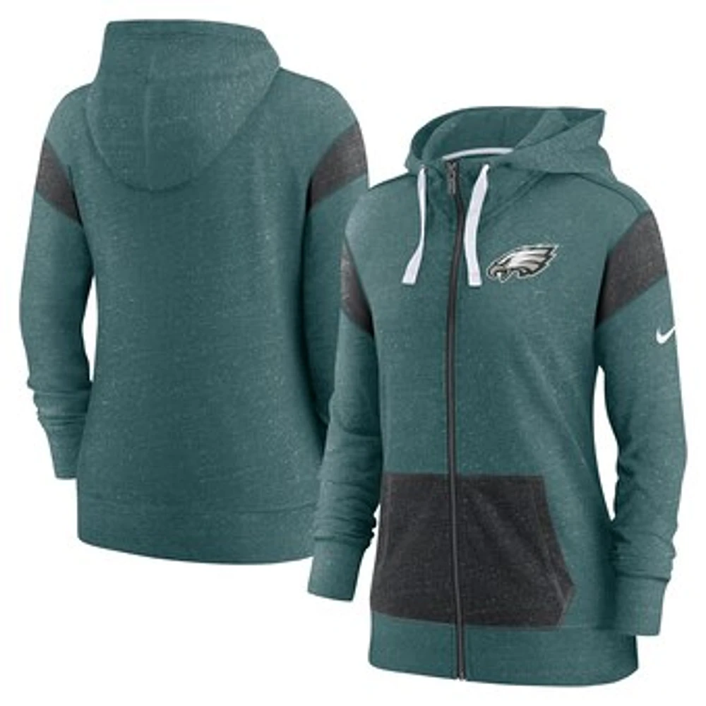 Women's Nike Midnight Green/Heather Black Philadelphia Eagles Monaco Lightweight Full-Zip Hoodie