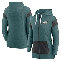 Women's Nike Midnight Green/Heather Black Philadelphia Eagles Monaco Lightweight Full-Zip Hoodie