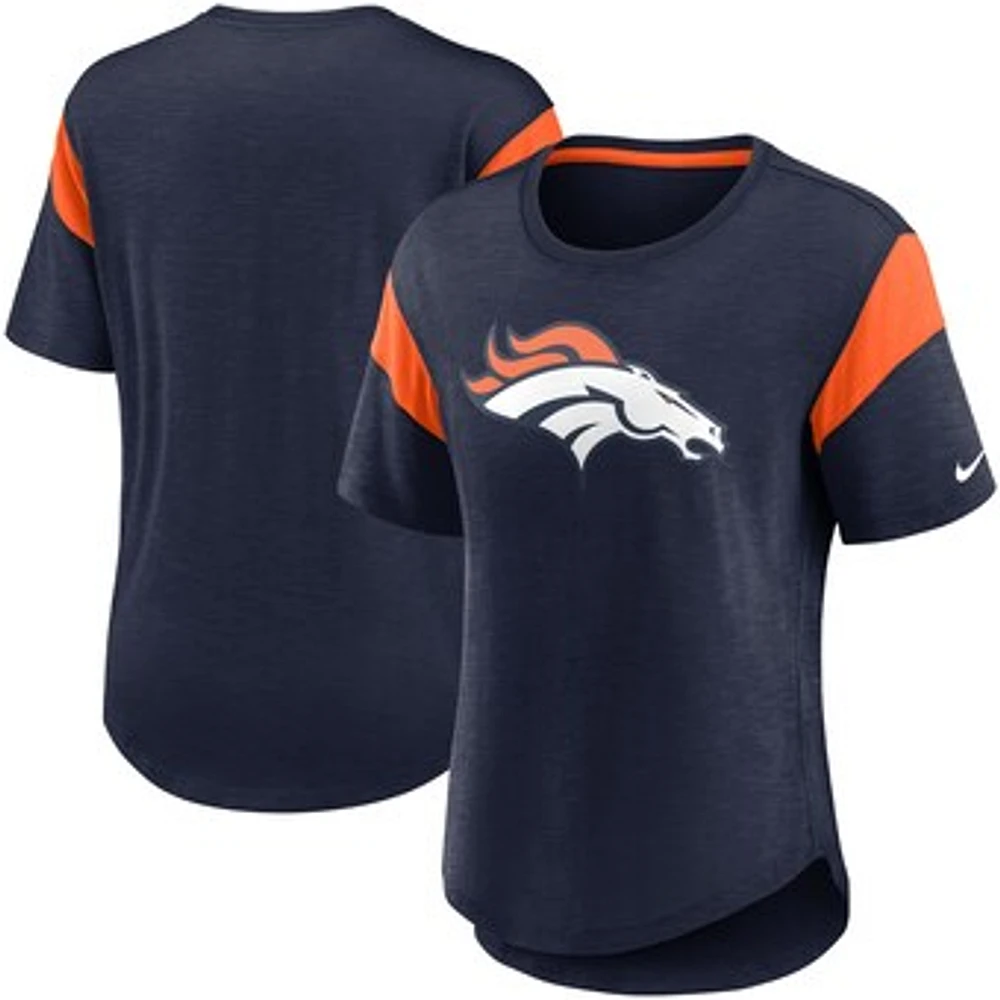 Women's Nike Heather Navy Denver Broncos Primary Logo Fashion Top