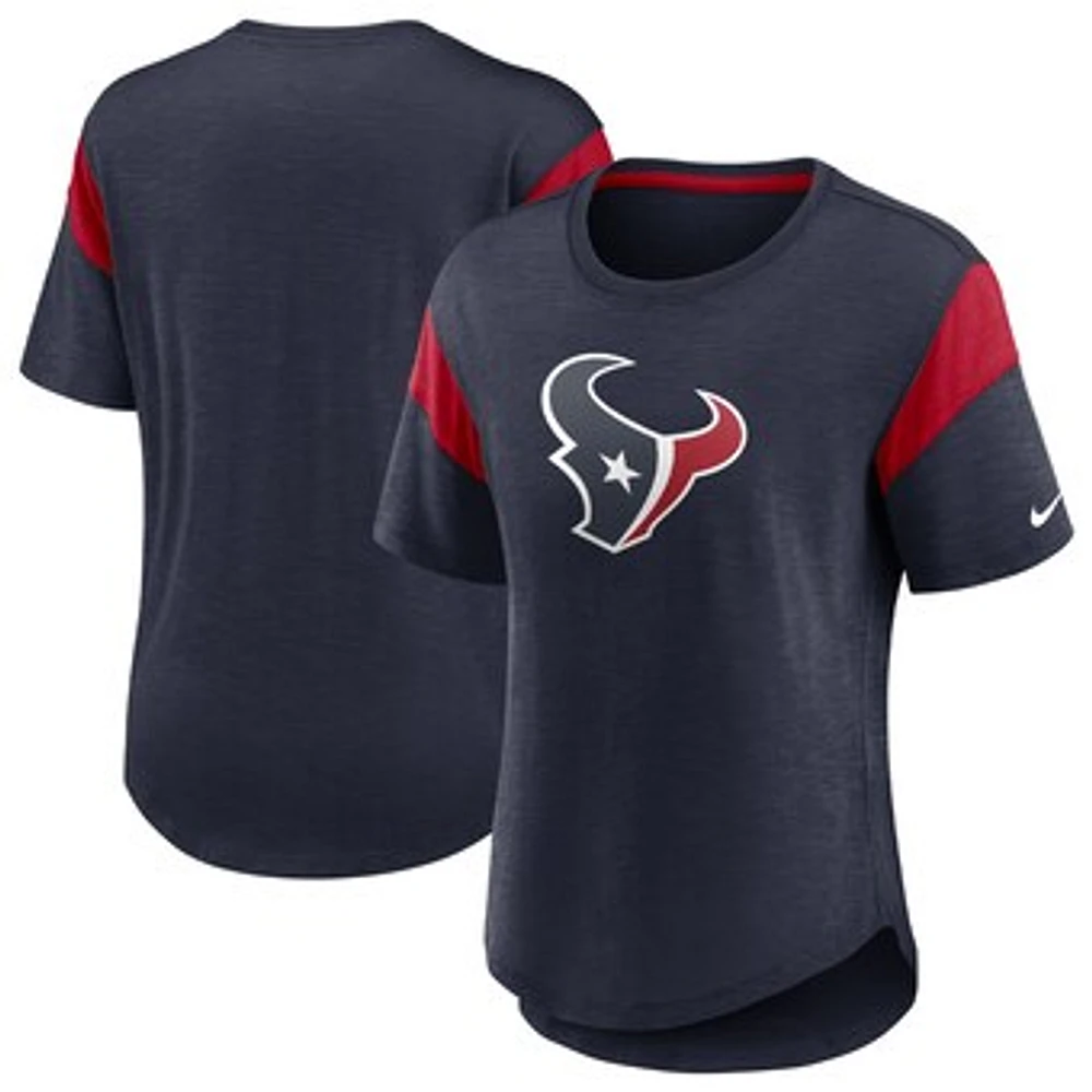 Women's Nike Heather Navy Houston Texans Primary Logo Fashion Top