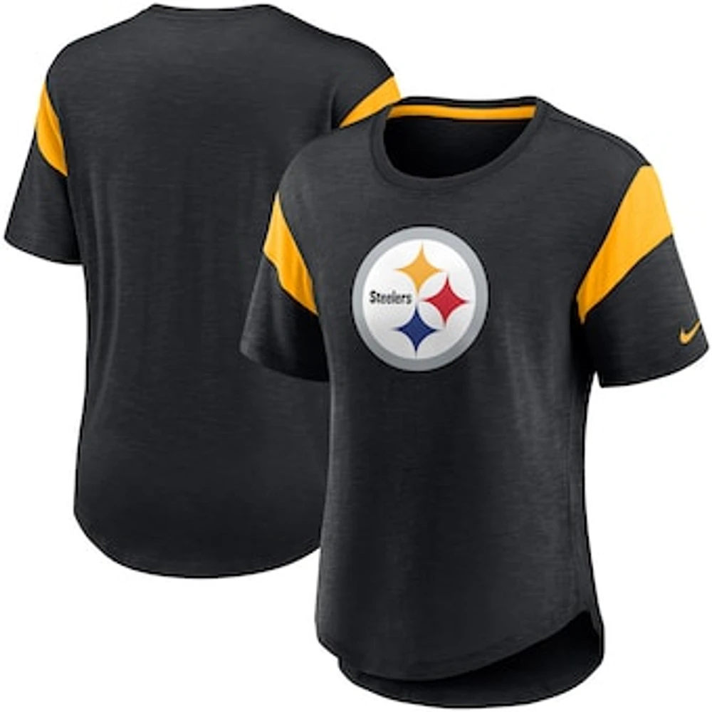 Women's Nike Heather Black Pittsburgh Steelers Primary Logo Fashion Top