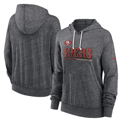 Women's Nike Heather Charcoal San Francisco 49ers Team Spirit Gym Vintage Lightweight Hoodie Top