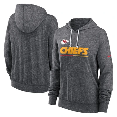 Women's Nike Heather Charcoal Kansas City Chiefs Team Spirit Gym Vintage Lightweight Hoodie Top