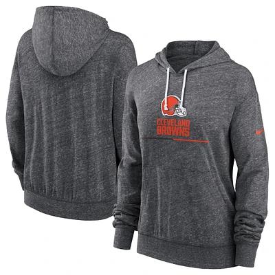 Women's Nike Heather Charcoal Cleveland Browns Team Spirit Gym Vintage Lightweight Hoodie Top