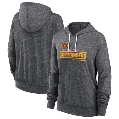 Women's Nike Heather Charcoal Washington Commanders Team Spirit Gym Vintage Lightweight Hoodie Top