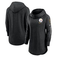 Women's Nike Black Pittsburgh Steelers Minimal Statement Lightweight Raglan Funnel Neck Pullover Hoodie