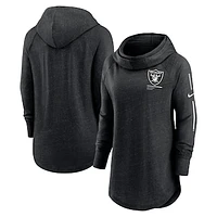 Women's Nike Black Las Vegas Raiders Minimal Statement Lightweight Raglan Funnel Neck Pullover Hoodie