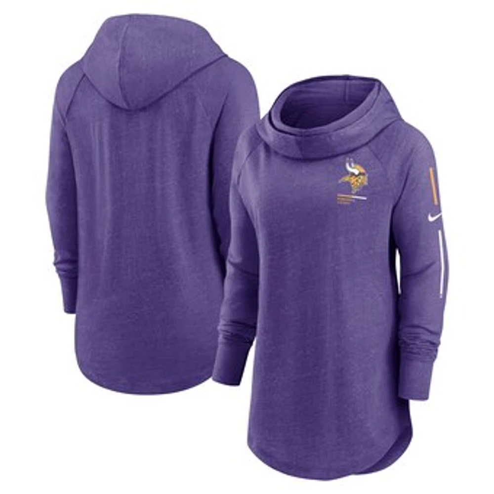 Women's Nike Purple Minnesota Vikings Minimal Statement Lightweight Raglan Funnel Neck Pullover Hoodie