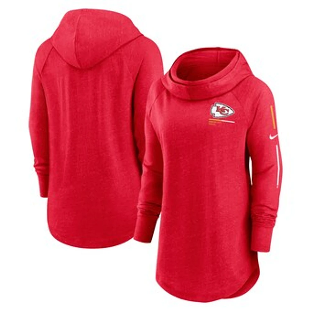 Women's Nike Red Kansas City Chiefs Minimal Statement Lightweight Raglan Funnel Neck Pullover Hoodie