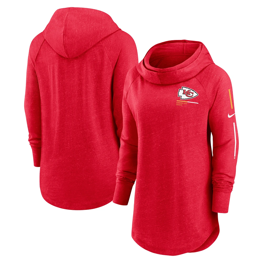 Women's Nike Red Kansas City Chiefs Minimal Statement Lightweight Raglan Funnel Neck Pullover Hoodie