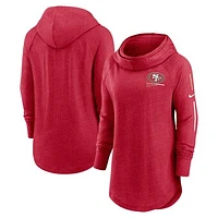 Women's Nike Scarlet San Francisco 49ers Minimal Statement Lightweight Raglan Funnel Neck Pullover Hoodie