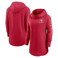 Women's Nike Scarlet San Francisco 49ers Minimal Statement Lightweight Raglan Funnel Neck Pullover Hoodie