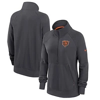 Women's Nike Charcoal Chicago Bears Premium Raglan Performance Half-Zip Sweatshirt