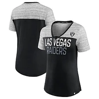 Women's Fanatics Black/Heathered Gray Las Vegas Raiders Close Quarters V-Neck T-Shirt