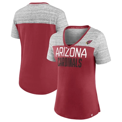 Women's Fanatics Cardinal/Heathered Gray Arizona Cardinals Close Quarters V-Neck T-Shirt