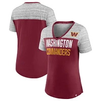 Women's Fanatics Burgundy/Heathered Gray Washington Commanders Close Quarters V-Neck T-Shirt