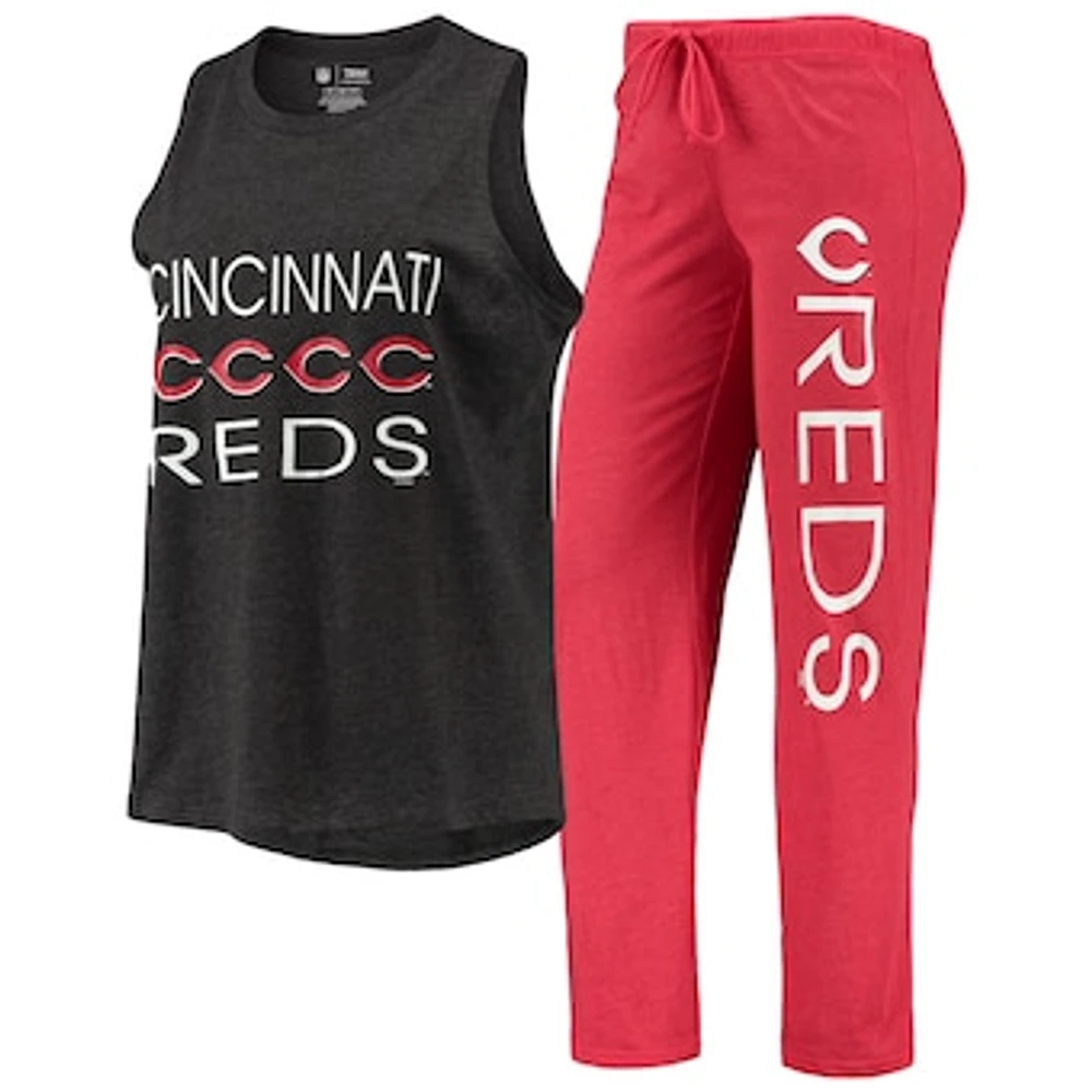 Women's Concepts Sport Red/Black Cincinnati Reds Meter Muscle Tank Top & Pants Sleep Set