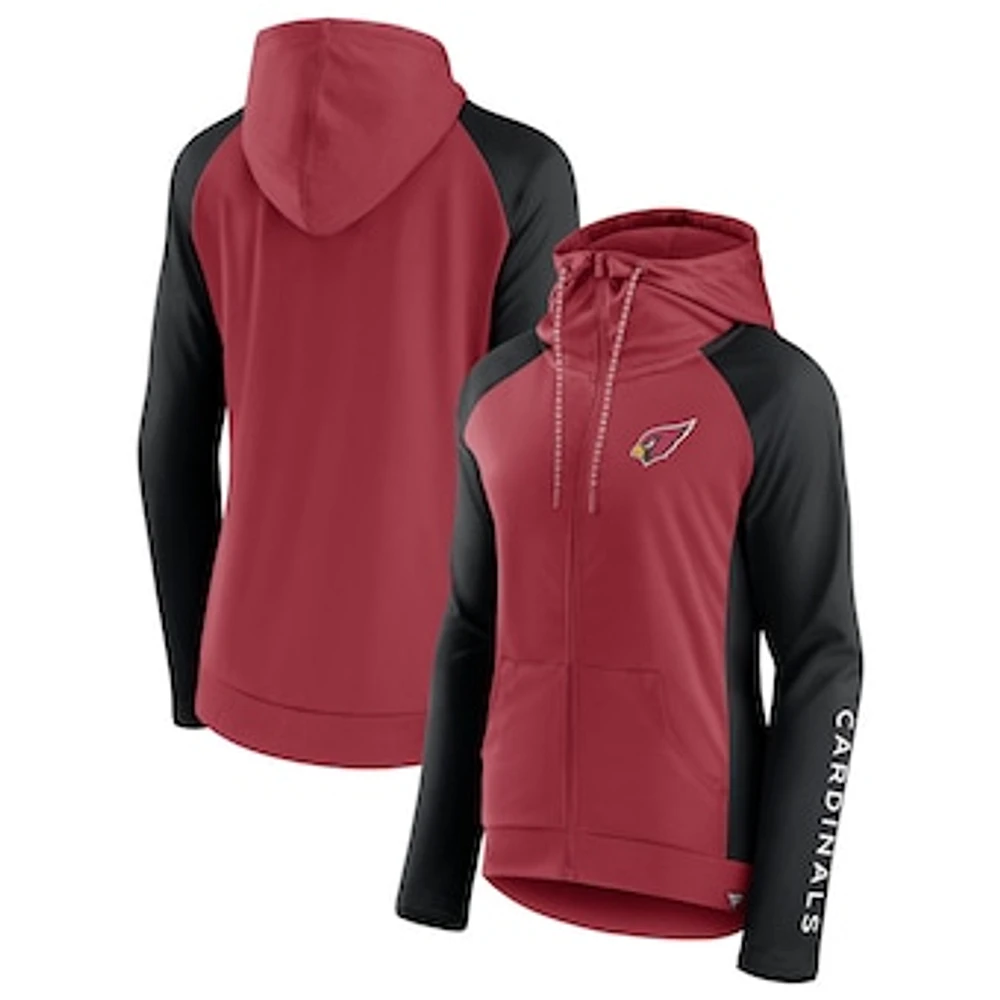 Women's Fanatics Cardinal/Black Arizona Cardinals End Around Lightweight Raglan Full-Zip Hoodie Jacket