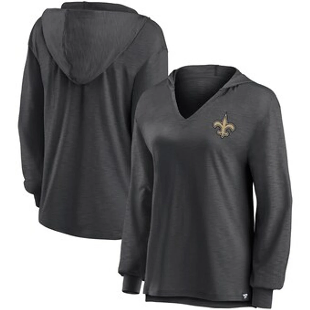 Women's Fanatics Black New Orleans Saints Jumper V-Neck Pullover Hoodie