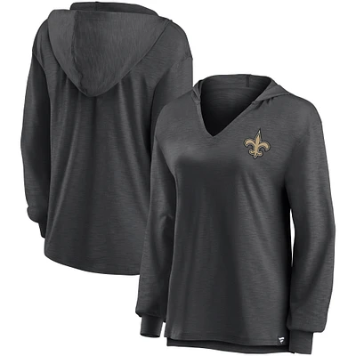 Women's Fanatics Black New Orleans Saints Jumper V-Neck Pullover Hoodie