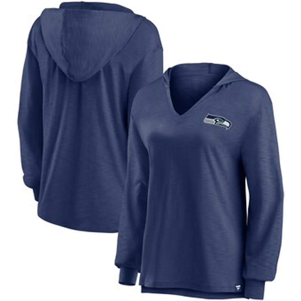 Women's Fanatics College Navy Seattle Seahawks Jumper V-Neck Pullover Hoodie