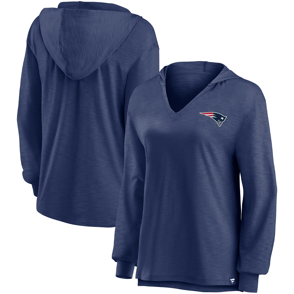 Women's Fanatics Navy New England Patriots Jumper V-Neck Pullover Hoodie