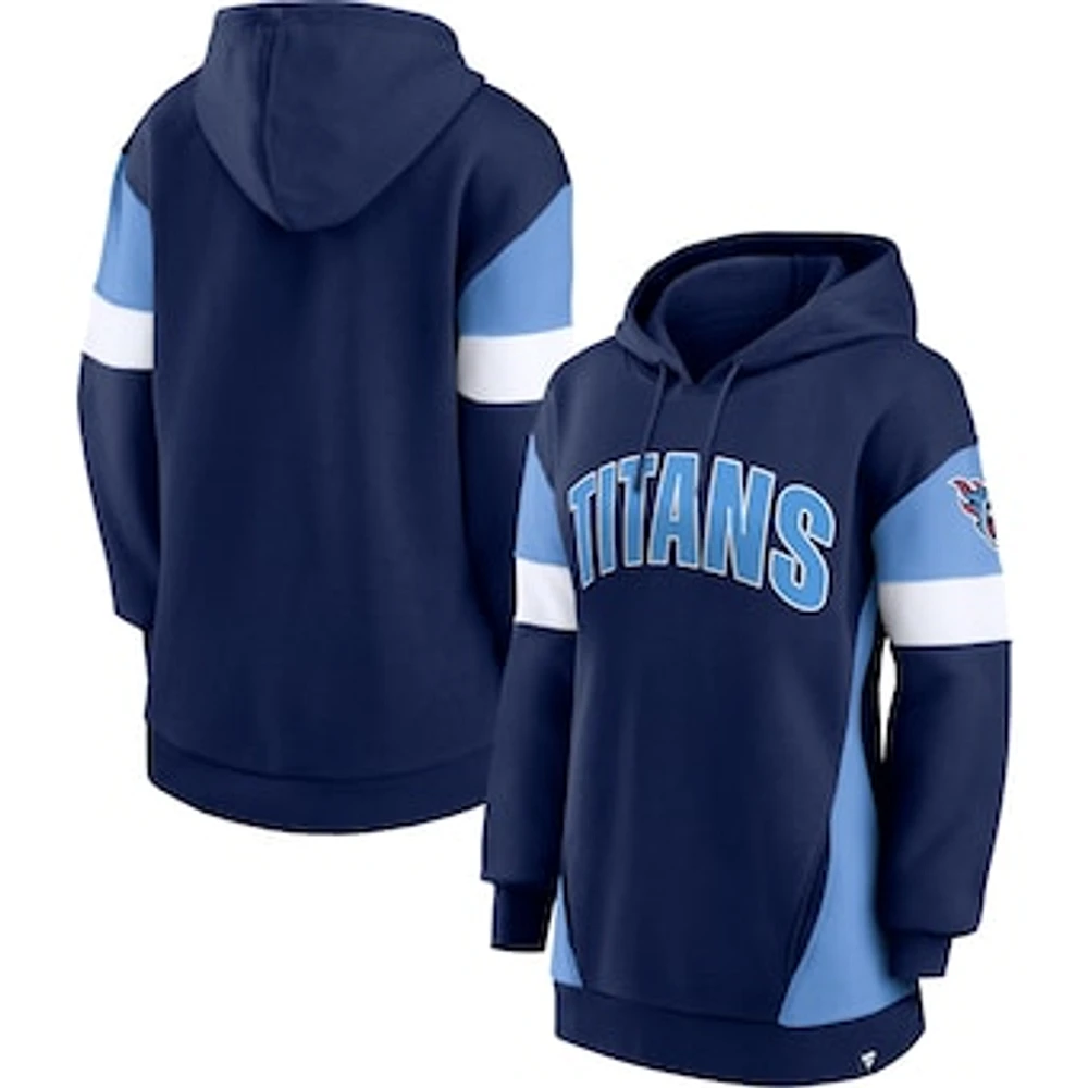 Women's Fanatics Navy/Light Blue Tennessee Titans Lock It Down Pullover Hoodie