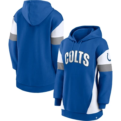 Women's Fanatics Royal/White Indianapolis Colts Lock It Down Pullover Hoodie